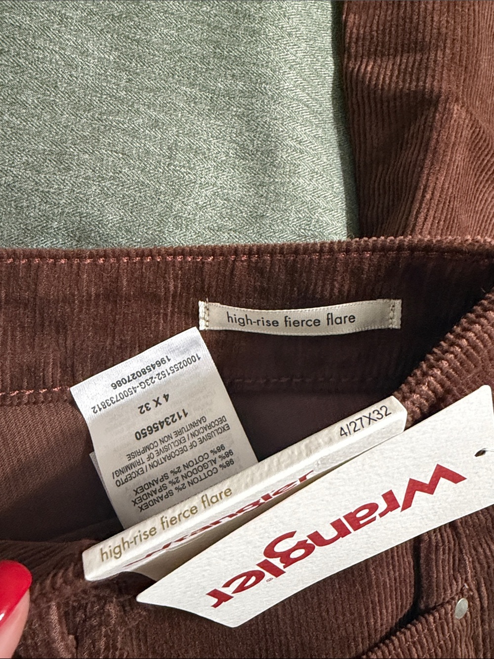 Wrangler Rust Brown Corduroy Flare Pants - Picture 2 of 5